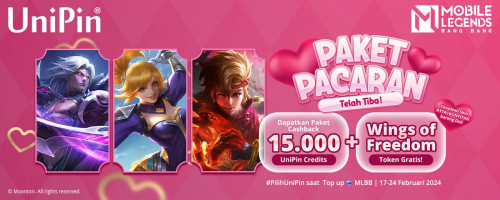 Paket Pacaran Telah Tiba! Top Up Diamonds MLBB & Dapatkan Paket Cashback 15.000 + Wings of Freedom Token Gratis!